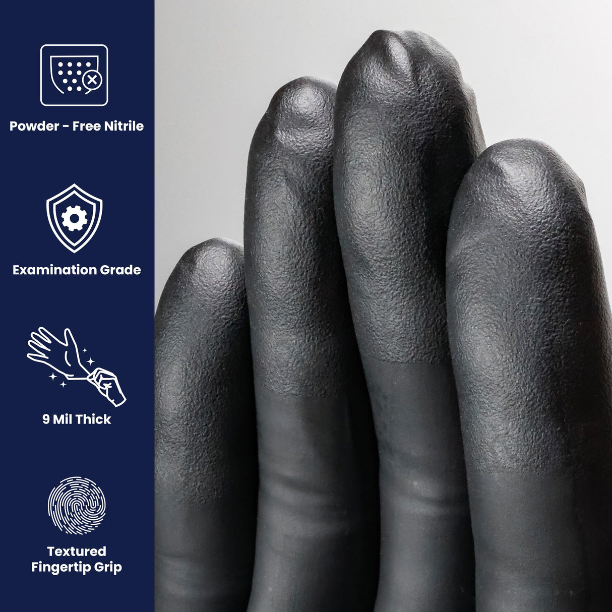 Adenna Dark Light Bulk Disposable Nitrile Gloves – 9 Mil, Heavy Duty Work Rubber Glove with Textured Grip, Non-Latex & Powder Free, Case of 900, Extra Large, Black