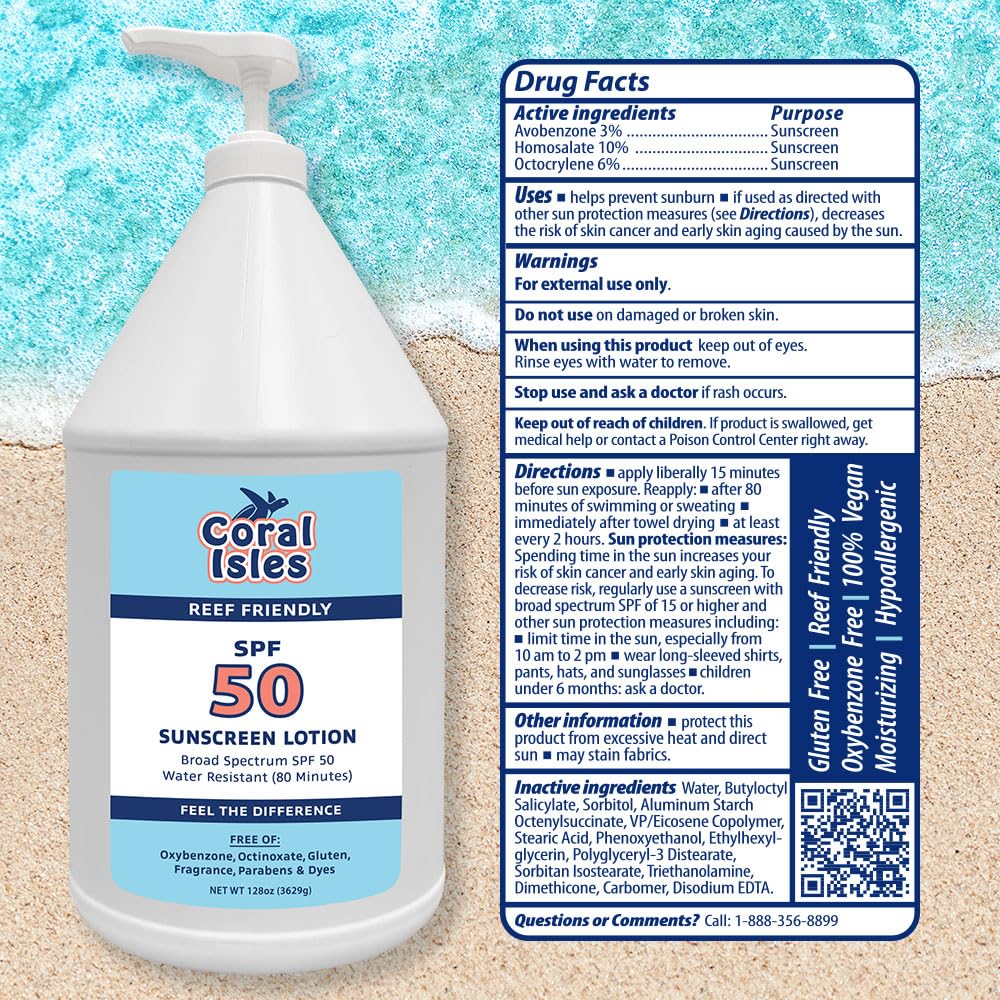 Rocky Mountain Sunscreen SPF 50 Gallon Lotion | Broad Spectrum UVA/UVB Protection | Hawaii 104 Reef Act Compliant (Oxybenzone & Octinoxate Free) | Water Resistant 80 Min. | Fragrance Free | 128 Fl Oz