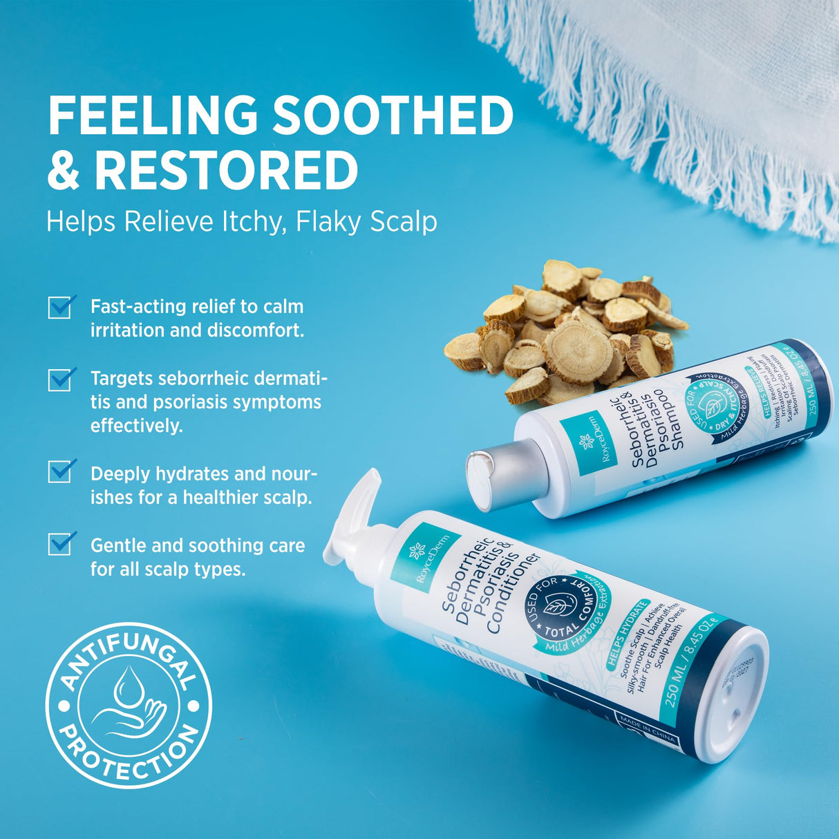 Seborrheic Dermatitis & Psoriasis Cream, Shampoo and Conditioner Set - Scalp Therapy System for Folliculitis, Psoriasis, Dandruff, Dry Scalp - Scalp Treatment to Relieve Itching, Flaking, Irritation