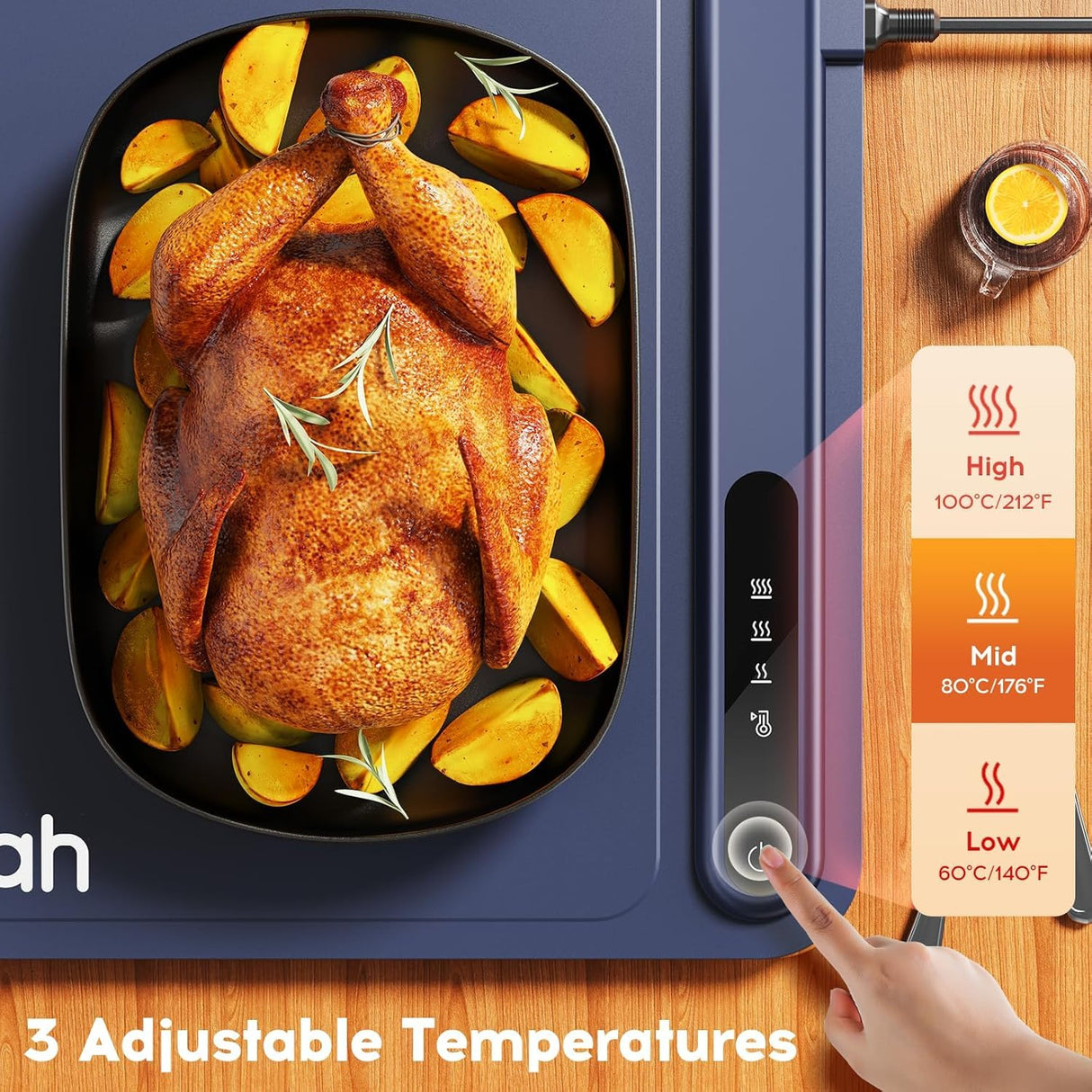 Warming Mat for Food, Voriah Electric Warming Tray with 3 Temp Settings & Auto Shut-Off, Food Warmer with Thick Silicone Surface to Keep Food Warm at Buffet, Parties, and Family Use(Dark Blue)