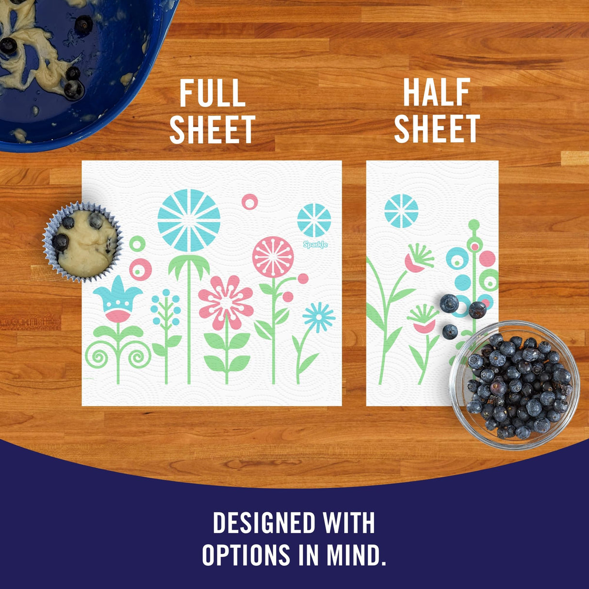 Sparkle Pick-A-Size Paper Towels, 24 Double Rolls = 48 Regular Rolls, Everyday Value Paper Towel with Full and Half Sheets