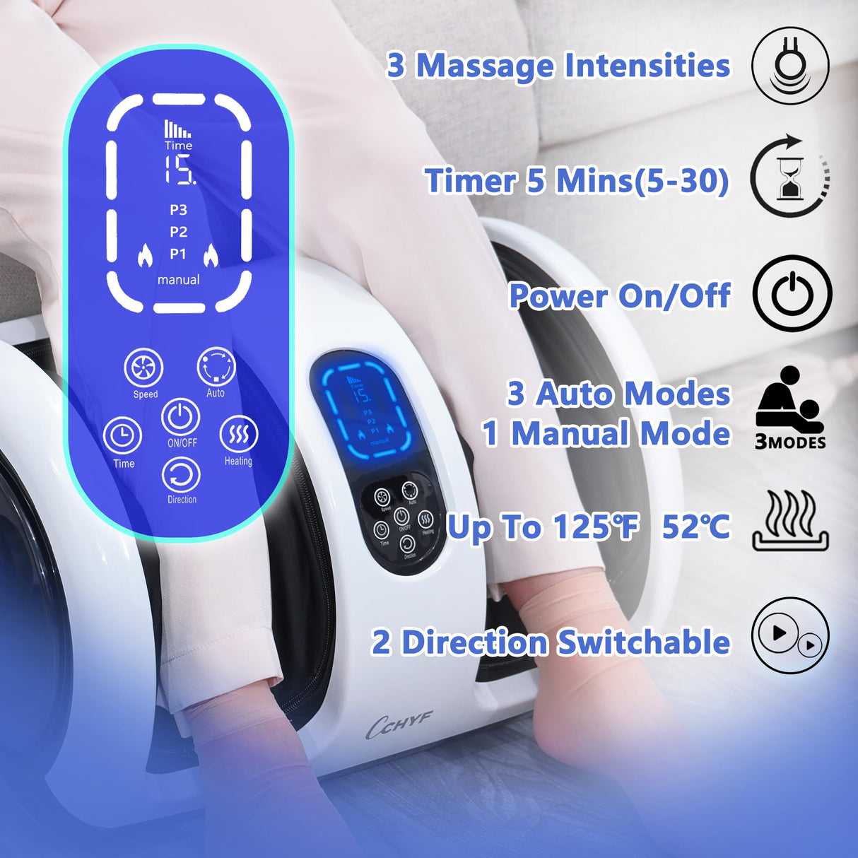 CCHYF Foot Massager with Heat,Shiatsu Foot Massager for Plantar Fasciitis,Pain Relief and Heat Therapy-Massage Leg/Calf/Ankle with Deep Kneading,Gift for Family and Friends(White)