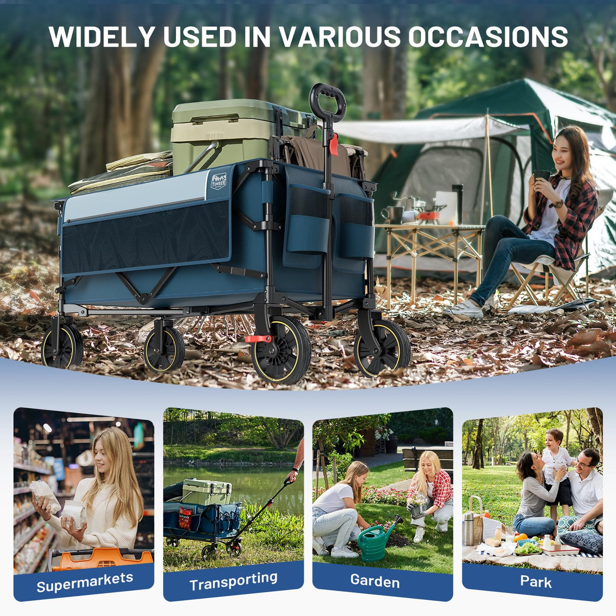 Timber Ridge Collapsible Wagon Cart with Brakes