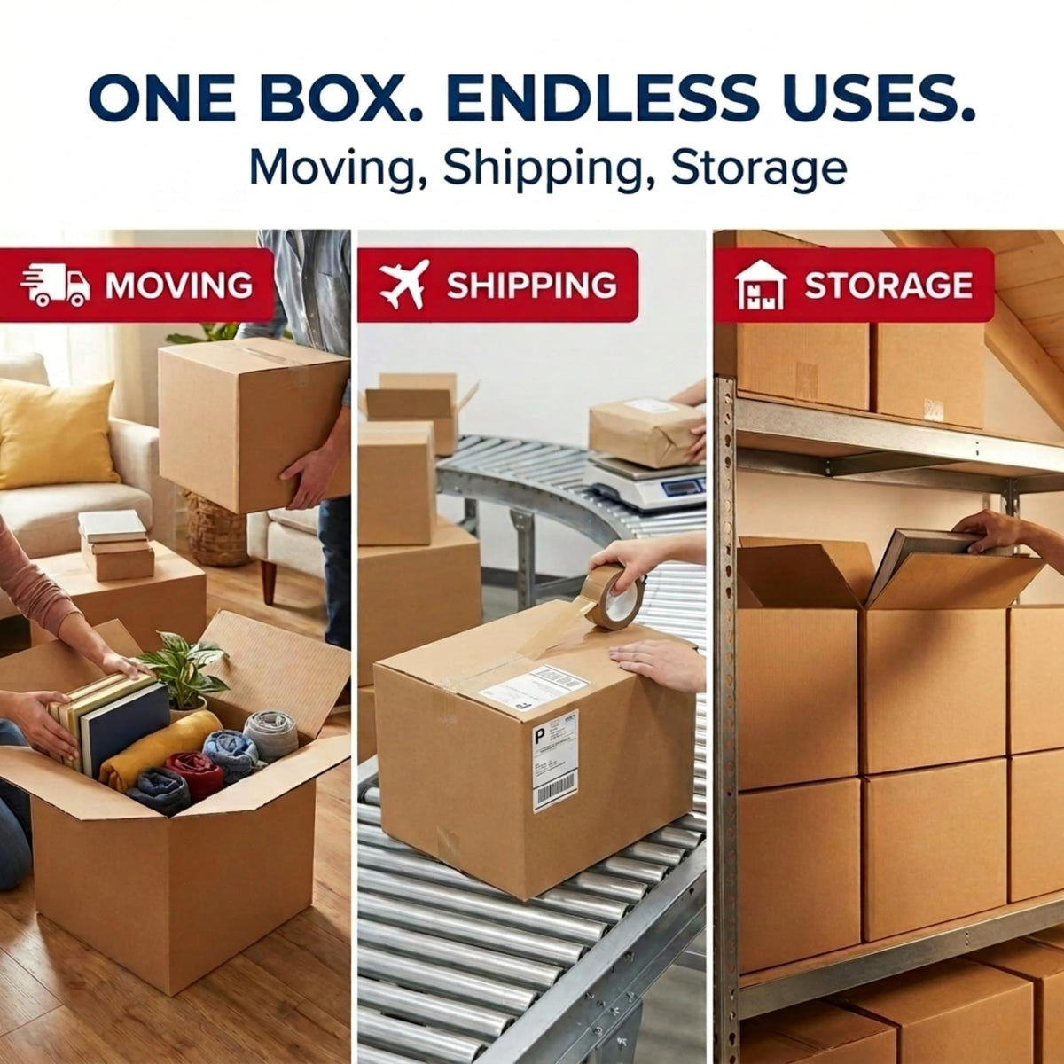 BOX USA Moving Boxes Holds 65lbs, 18"L x 14"W x 12"H (10-Pack) Medium - Corrugated Cardboard Box for Shipping, Mailing, Packing, Packaging and Storage
