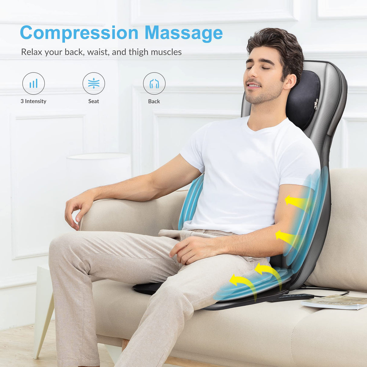 COMFIER Shiatsu Neck Back Massager with Heat, 2D ro 3D Kneading Massage Chair Pad, Adjustable Neck Massage,Seat Massager for Full Body Relaxation, Christmas Gifts for Dad Mom Women Men,Dark Gray