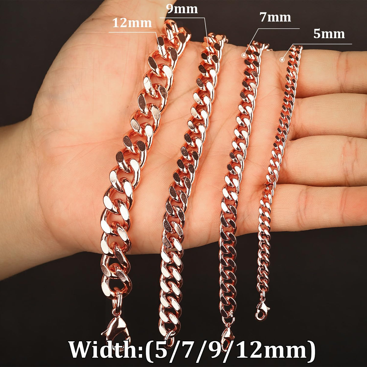 Heavenly Metals Copper Bracelet for Men & Women β 99.9% Pure Copper Cuban Link Chain β 5mm, 7mm, 9mm, 12mm Width β 6.5" to 9" Length β Gift Box Included β USA Brand