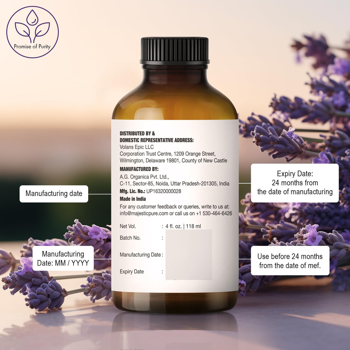 Majestic Pure Lavender Essential Oil | 100% Natural | Premium Grade Essential Oils for Hair Care, Home Diffusers, Skin, Aromatherapy, Massage and Humidifiers | 4 Fl Oz (Pack of 2)