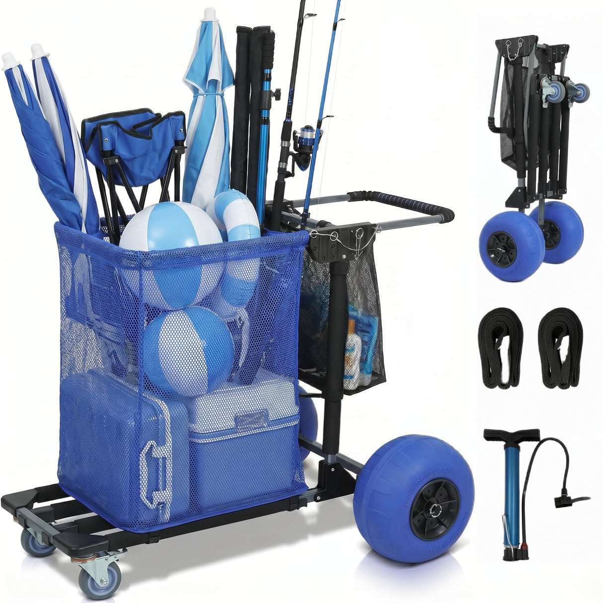 Aomedeelf Beach Cart with Balloon Wheels for Sand, Maximum Capacity 220 lbs
