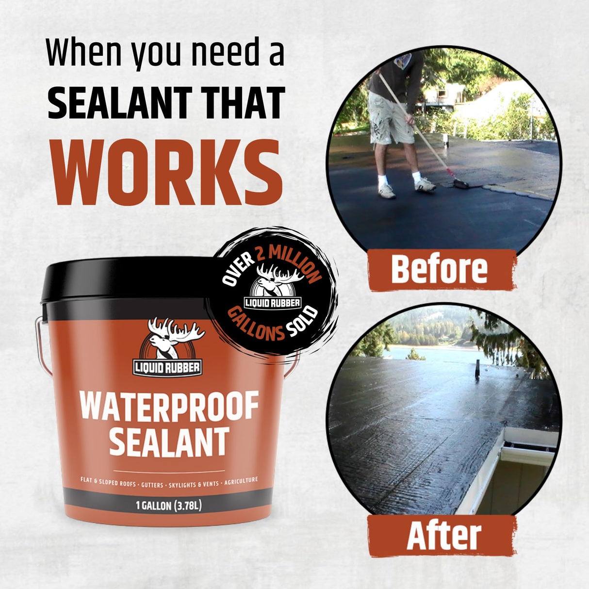 Liquid Rubber Waterproof Sealant – DIY Leak Repair Coating for Flat, Metal & Low Slope Roofs, Foundations, Gutters & More – Flexible Protective Membrane - Black - 1 Quart