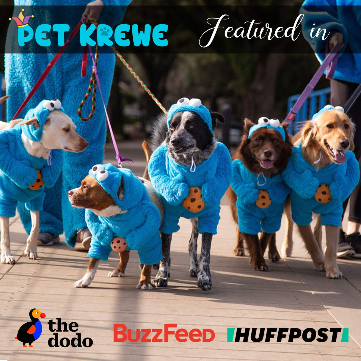 Pet Krewe Unleash The Parade Cookie Monster Dog Costume Sesame Street Pet Costumes for Medium Dogs or Cat Outfit - Perfect for Halloween, Christmas Holiday, Parties, Photoshoots, Gifts for Dog Lovers