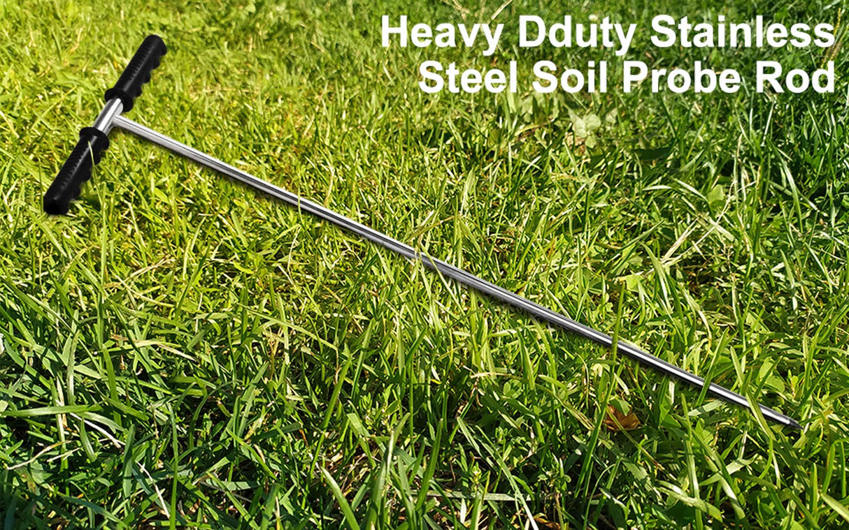 Soil Probe Rod,32"-48" Septic Tank Probe Rod,Beseetop Pipe Probe Made of Stainless Steel with Insulated T Handle Heavy Duty Perfect for Locating Septic Tank Underground Pipe Gravel Gopher Runs
