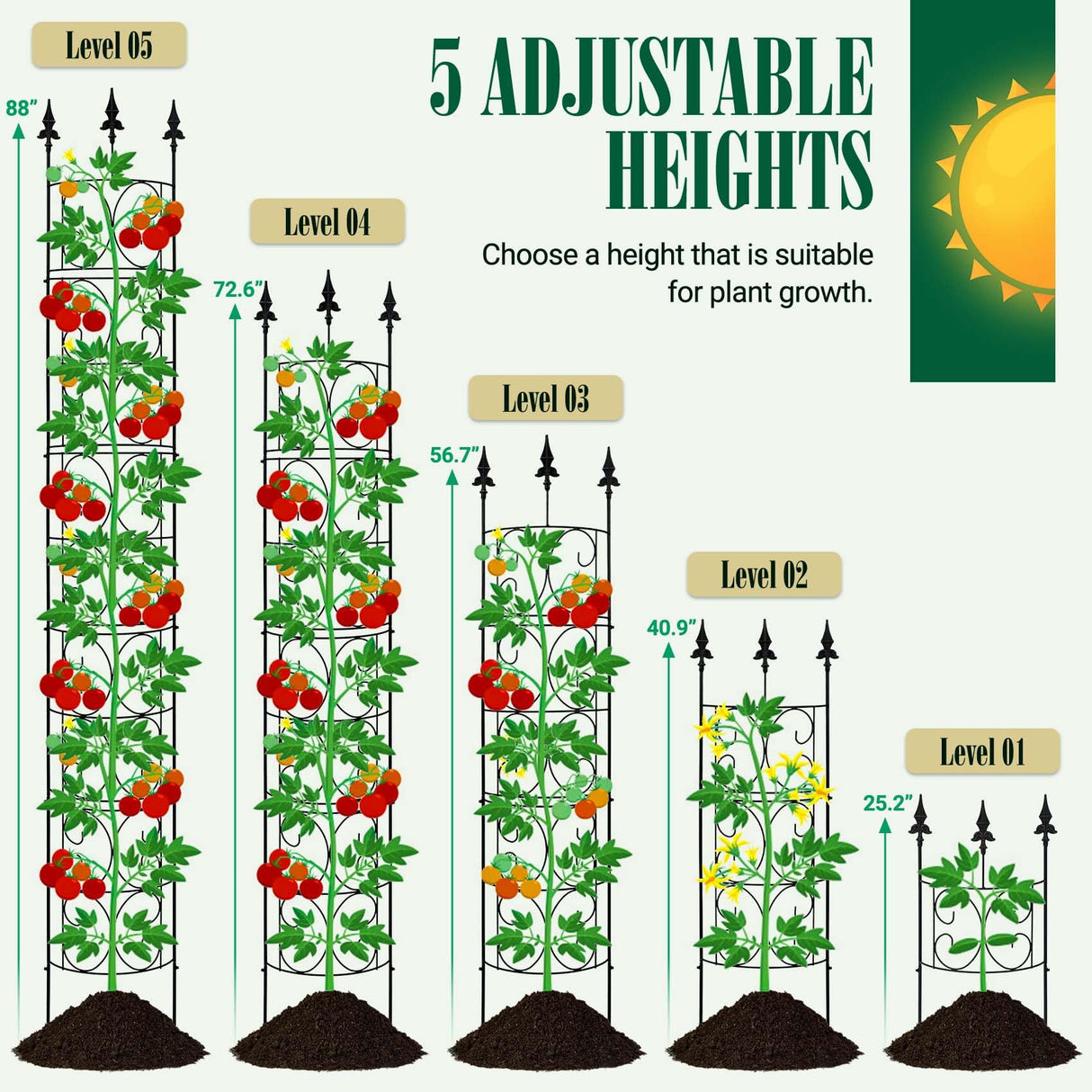 2 Pack 56.7'' H x 12'' W Garden Trellis for Climbing Plants Outdoor, Rustproof Metal Garden Flower Trellis, Rose Trellis for Outdoor Indoor Climbing Plants Clematis Vines Flowers Potted Plants, Tomato