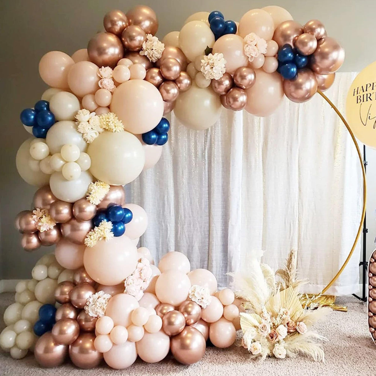 7.2FT Circle Balloon Arch Stand for Floor Round Arch Backdrop Stand for Parties Flower Balloon Arch Frame Kit Flower Gold Metal Arches Backdrop for Birthday Party Wedding Christmas Decorations