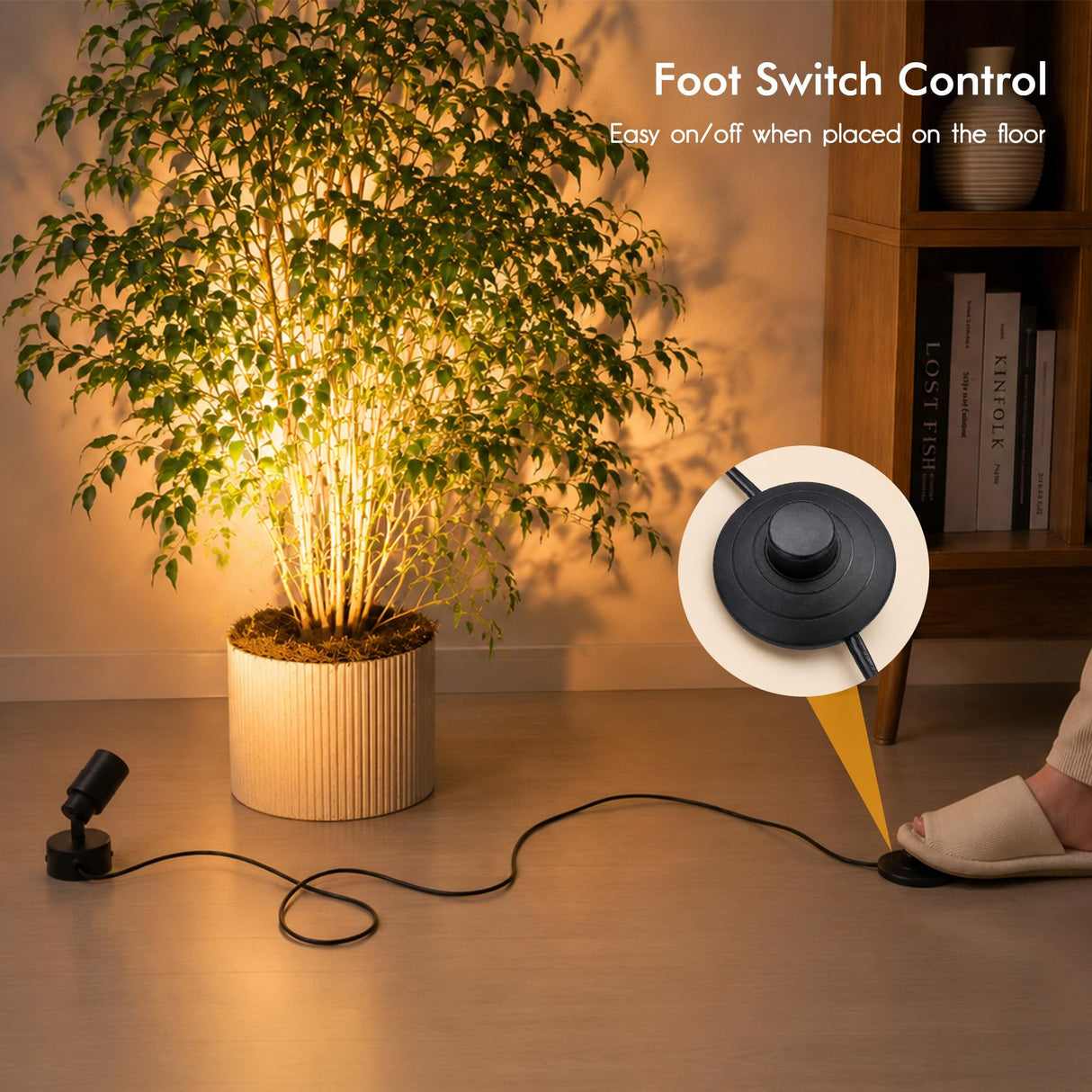 LED Spotlights Indoor, 5W Plants Uplighting with Remote Control Dimmable & Timer, Uplights Indoor Floor Spot Lights for Painting, Picture, Artwork, Accent Stick on Wall Light with 5.9 FT Plug Cord
