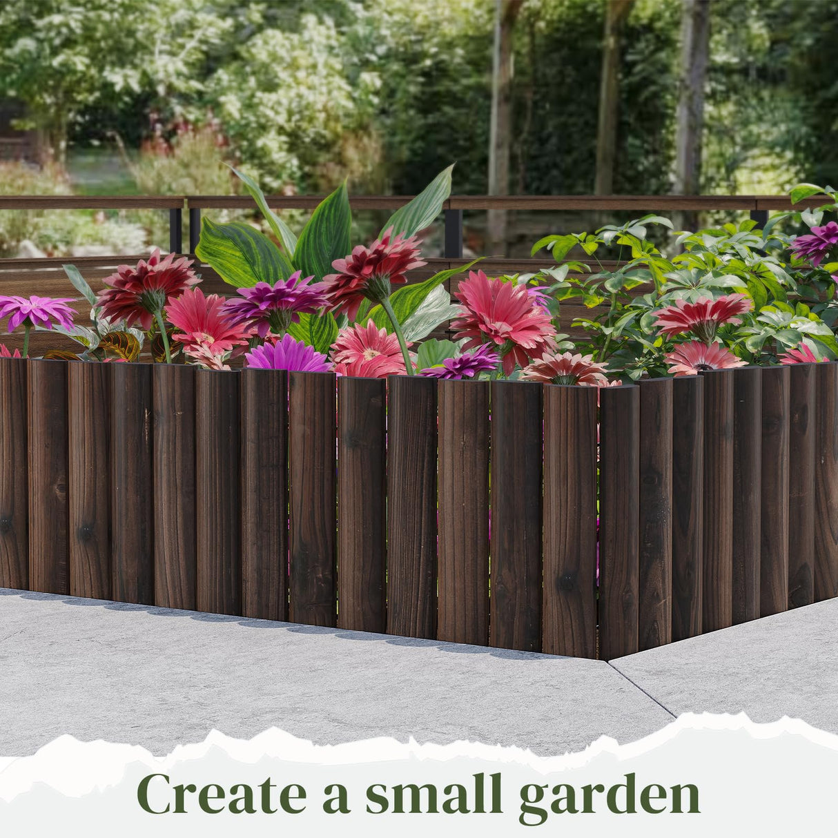 Garden Border Edging Wood Fence Landscape Edging Border Wooden Landscape Edging Decorative Garden Edging Lawn Edging Fence Flexible Garden Edging-15.7" H x 47.2" L (2PACK, 8Ft Total Length)