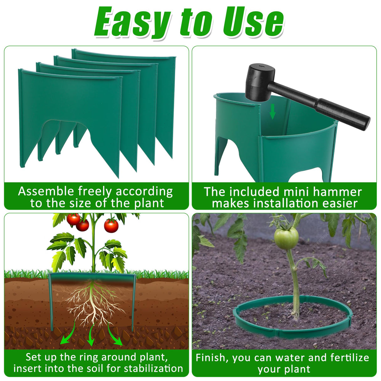 24Pcs Planting Grow Rings for Outdoor Plants, Diameter Range 8.2-15.7 Inch