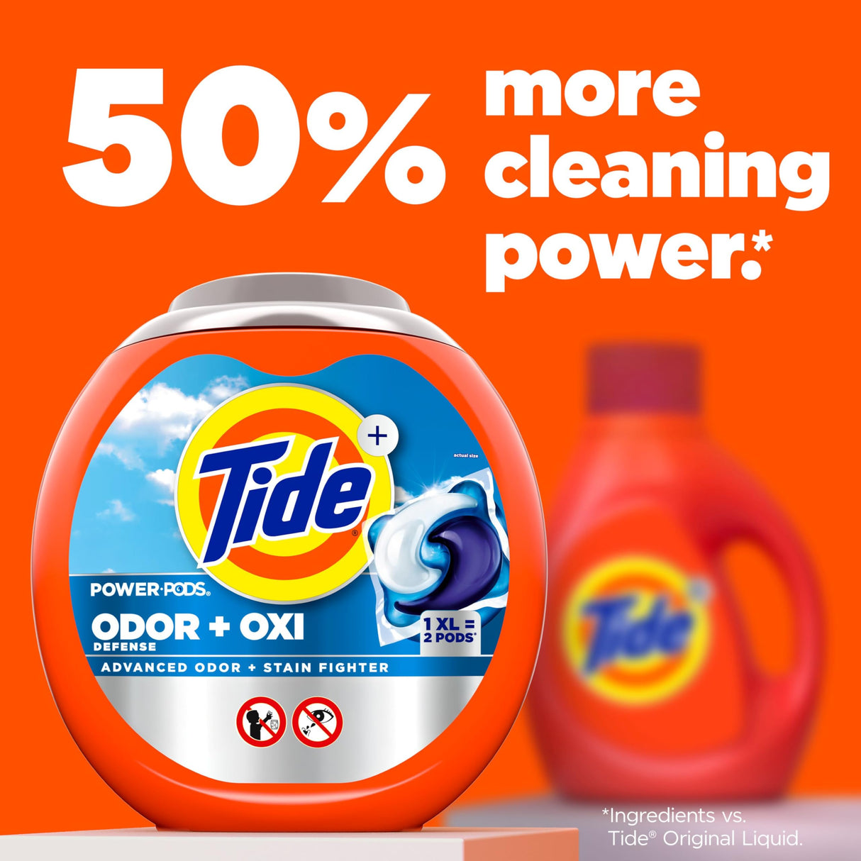 Tide Ultra OXI Power PODS with Odor Eliminators Laundry Detergent Pacs 63 Count For Visible and Invisible Dirt