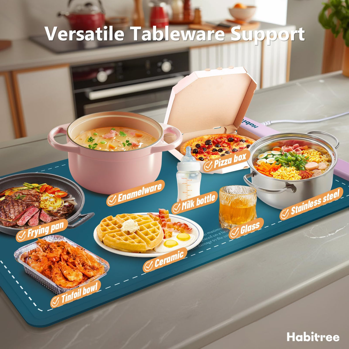 3-Pack Silicone Food Warming Mat & Food Warmers for Parties Buffet - Rapid Heating 6-Level Temp Control, Rollable Portable Easy Clean - Value Set for Gatherings & Home Daily UseοΌBlueοΌ