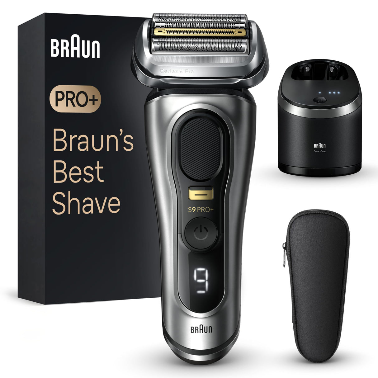 Braun Series 9 PRO+ Electric Razor for Men, 5 Pro Shave Elements & Precision Long Hair Trimmer, 6in1 SmartCare Center, Wet & Dry Electric Razor for Smooth Skin with 60min Battery Runtime, 9567cc