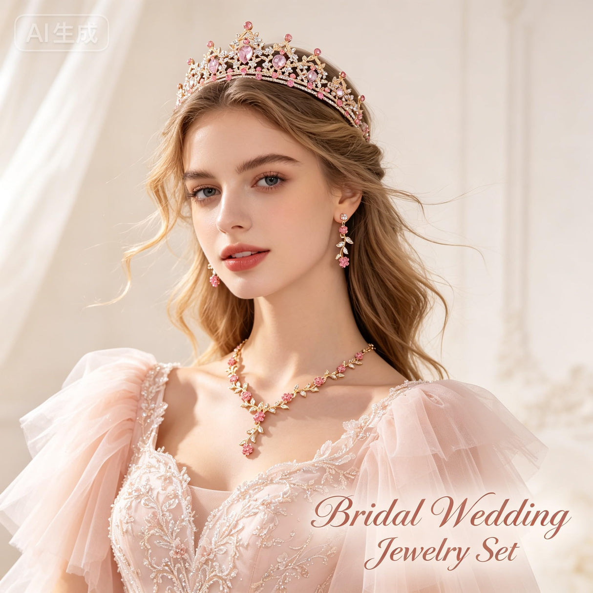 Kamirola Metal Tiaras and Crowns for Women,Tiaras Earrings Necklace sets