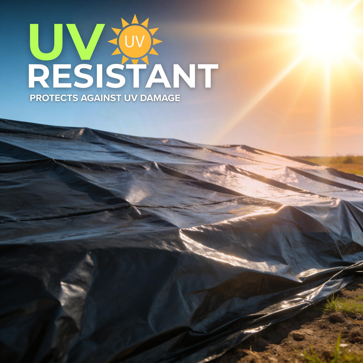Plastic Sheeting Black (10' x 25') Long, 3 Mil, (2 Pack) - UV Protection Poly Sheeting Polyethylene Film, Heavy Duty Greenhouse Plastic Sheeting