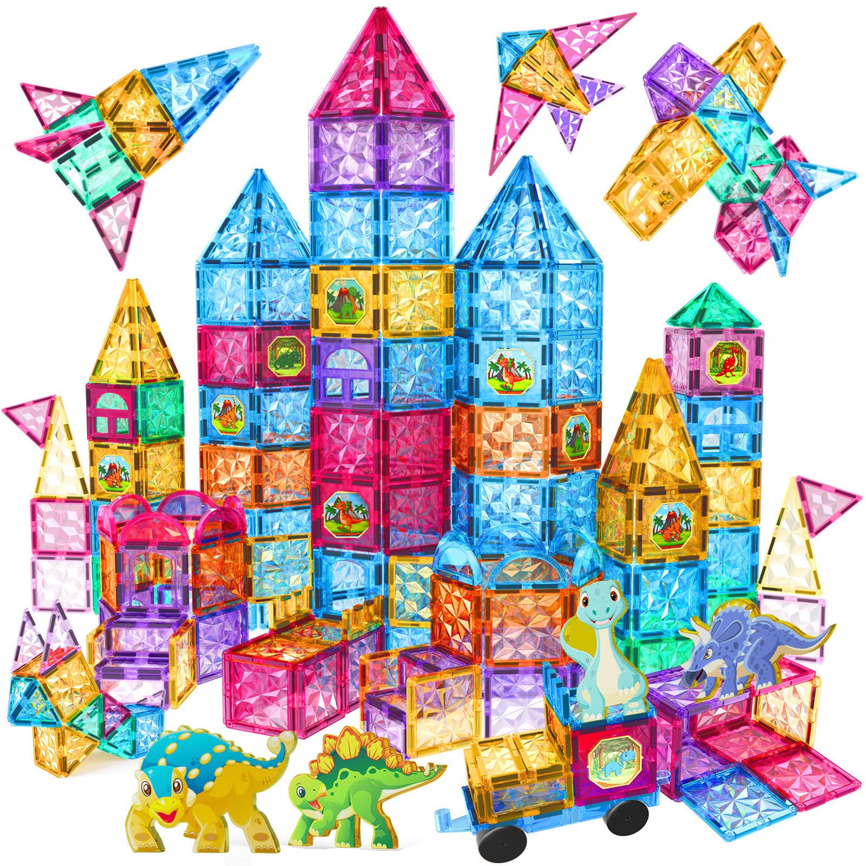 Jasonwell 110PCS Magnetic Tiles Building Blocks Set for Boys Girls Preschool Educational Magnet Construction Kit Stacking STEM Toys Christmas Birthday Gifts for Kids Toddlers 3 4 5 6 7 8 9 + Year Old
