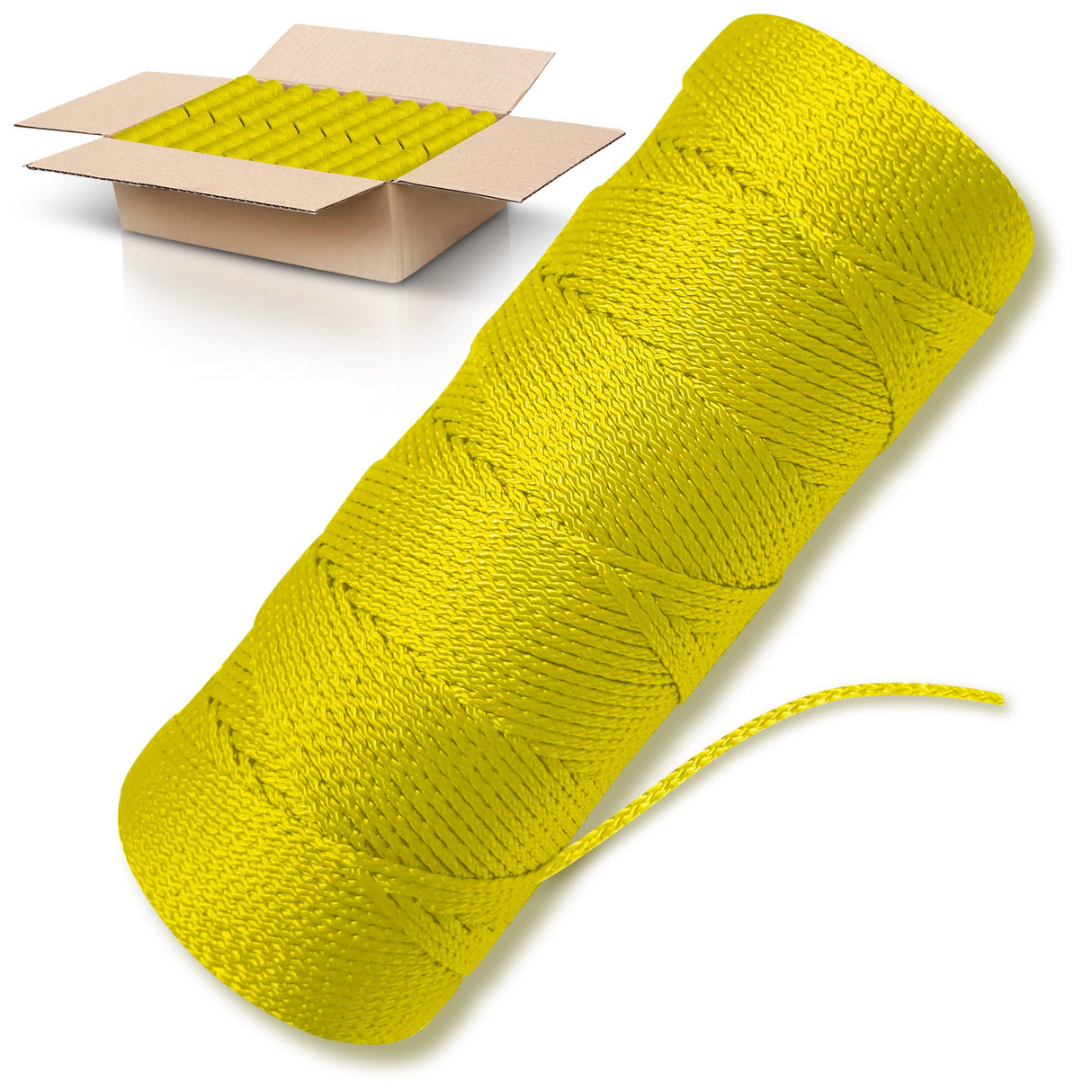 Yellow Mason Line String Line - 84 Roll Pack - #18 Braided Nylon String - 500 Ft Length Per Roll - Nylon Twine for Gardening Or Masonry Tools - Perfect Construction String for A String Level