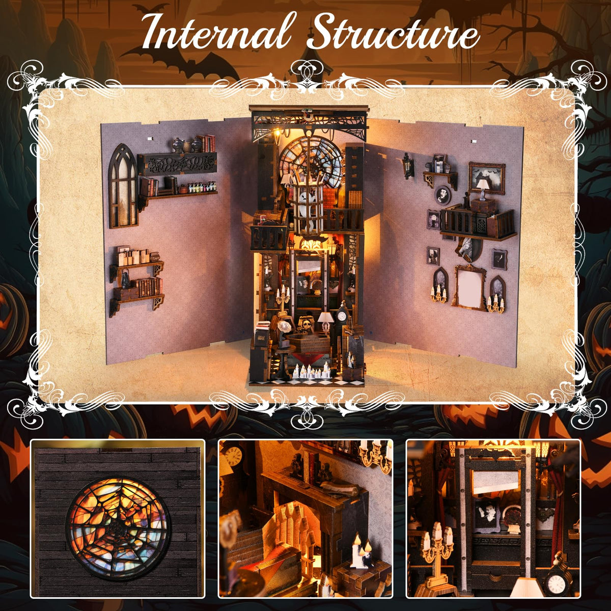 TOYQI Book Nook Kit, DIY Miniature Dollhouse Kit for Adults and Teens