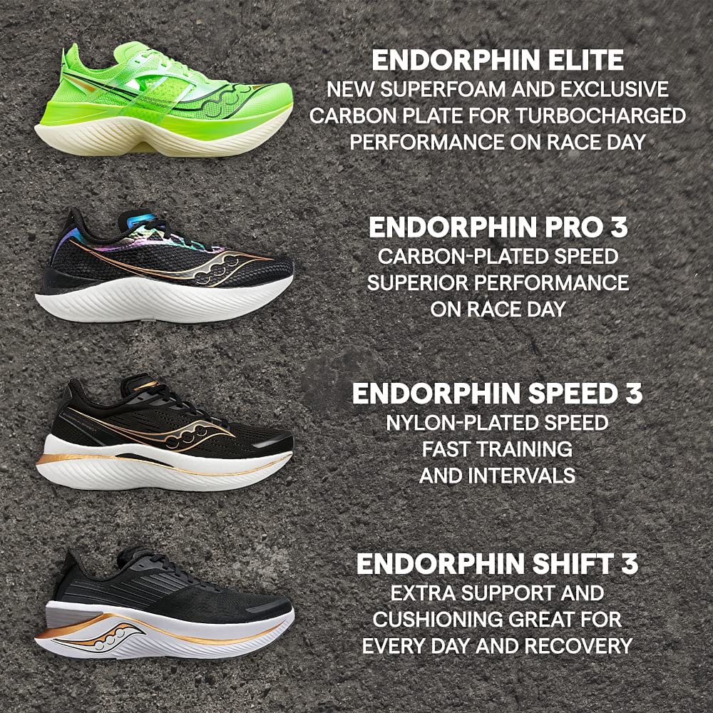Saucony Men's Endorphin Shift 3 Running Shoe, Black/GOLDSTRUCK, 10