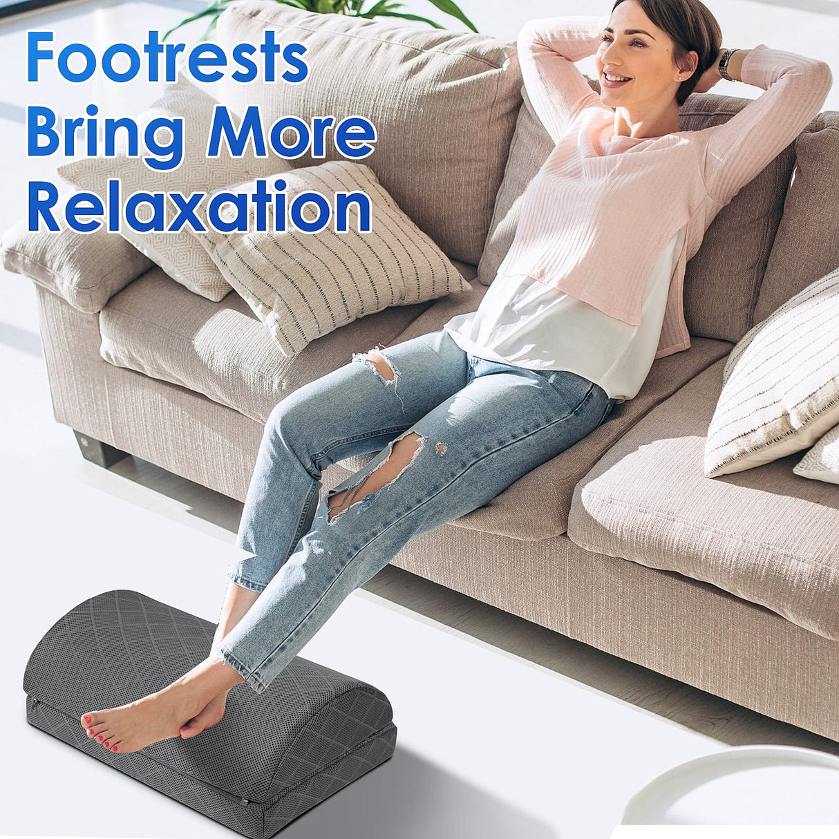 CushZone Foot Rest,Desk & Gaming Accessories,Foot Rest for Under Desk at Work,Comfortable Footrest with 2 Adjustable Heights & Removable Cover, Office Desk Accessories(Gray)