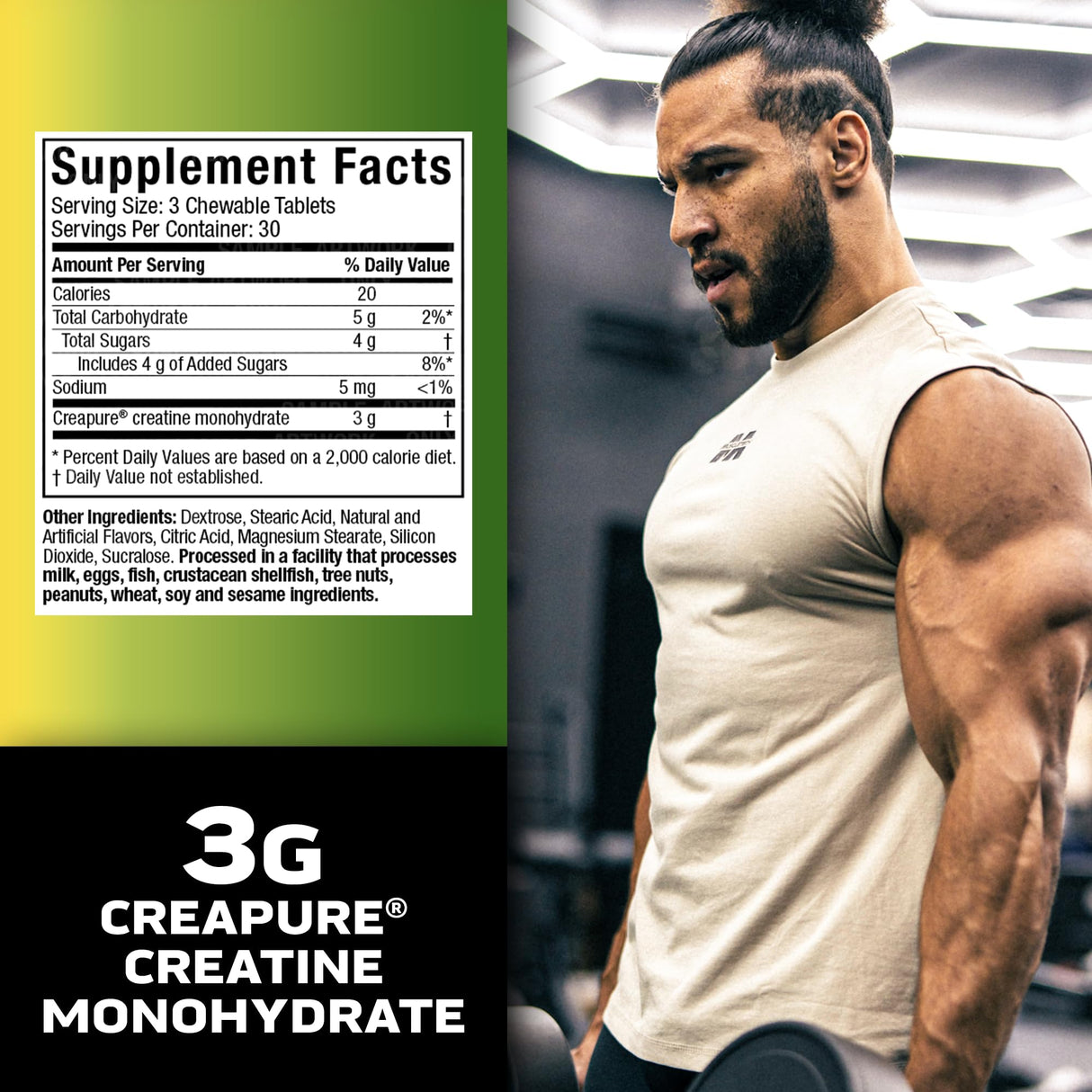 MuscleTech Creatine Chews - Creapure Monohydrate Supplement for Muscle Recovery, Muscle Builder & Energy Boost - Pre Workout Supplement for Men & Women - 90 Chewable Candies, Citrus Burst