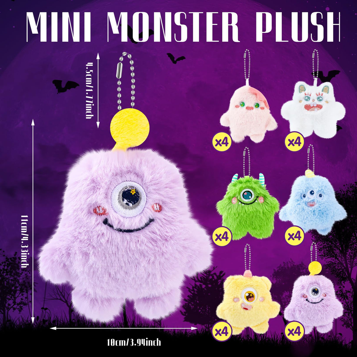 Hungdao 24 Pcs Mini Plush Keychain Bulk Christmas Stocking Stuffers Cute Stuffed Animal Keychain for Backpack Valentines Classroom School Gifts for Halloween Kid Goodie Bag Fillers Devil Party Favors