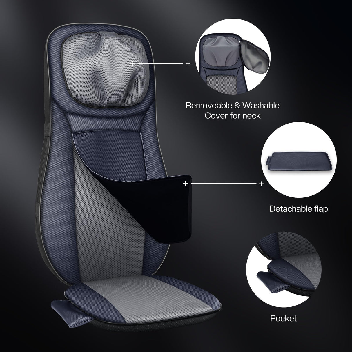 Snailax Shiatsu Neck Back Massager with Heat, APP Control, Full Body Massage Chair Pad with Adjustable Height, Deep Kneading & Rolling Massage Seat Cushion for Back Pain, Seat Chair Massager, Gifts