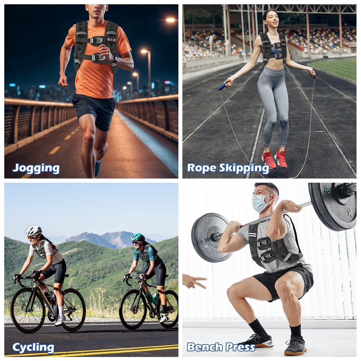 FUFF Weighted Vest 20lb Weights with Reflective Stripe, Weighted Vest for Men Women Strength Training Running Walking Jogging