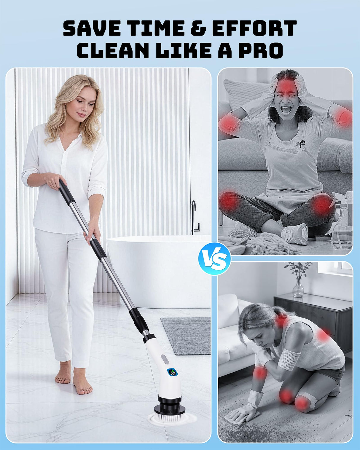 Electric Spin Scrubber for Bathroom | Shower Cleaner Brush with Long Handle