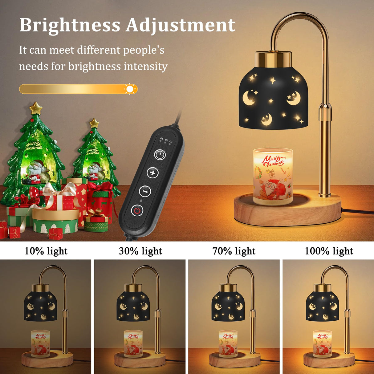 WUEAOA Candle Warmer Lamp with Timer, Candle Warmer Lamp Black - Wax Melt Warmer with Timer, Adjustable Height, Ideal for Jar Candles, Perfect House Warming Gift for Women on Christmas