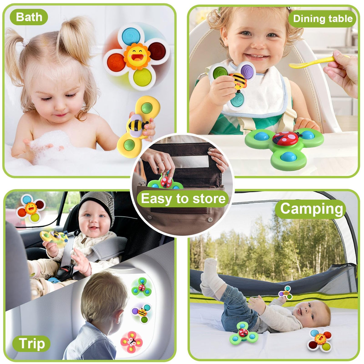 Suction Cup Spinner Toy for Baby - Suction Cup Fidget Spinner Toys Bath Toys Window Spinning Top Baby Toys 12-18 Months Christmas Birthday Gifts for 1 2 3 Boys Girls Sensory Toys for Toddlers 1-3