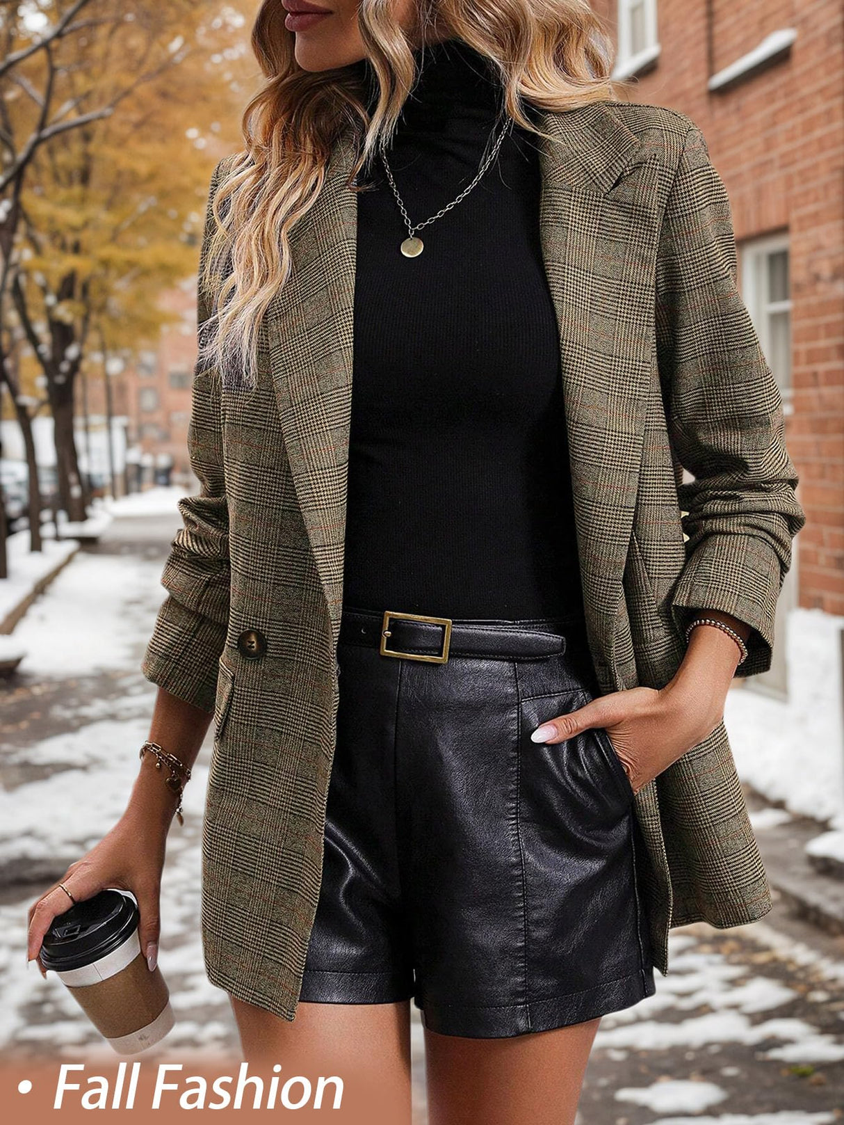 Mina Self Old Money Clothes 2025 Fall Outfits for Women Winter Brown Tan Khaki Womens Christmas Party Nye New Years Eve Clothes Womens Trendy Boyfriend Fashion Ladies Women's Blazers & Suit Jackets