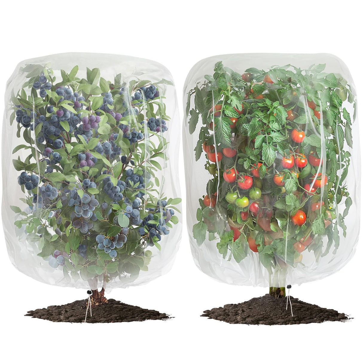 2 PCS Large Fruits Tree Netting Cover for Garden, 6.6 x 8.2 ft Insect Bird Barrier Deer Netting Cover Bag with Drawstring Garden Plant Netting for Tomato Blueberry Bush Netting Covers
