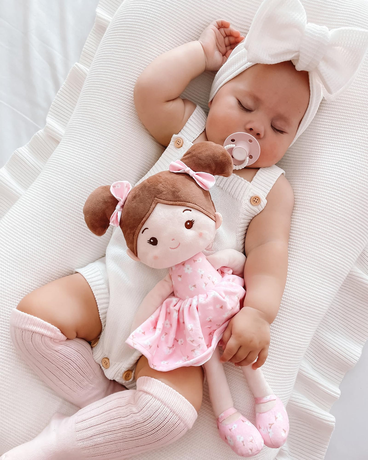 LeyaDoll Soft Baby Doll Toys (12''), My First Baby Rag Doll for 1 Year-Old Girl Birthday Gift, Christmas Plush Toys Gift for Toddler Kids Infants -FloraBelle(Pink)