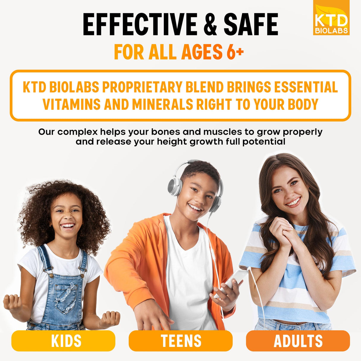 KTD BIOLABS Height Growth Maximizer - Made in USA - Natural Height Increase Booster & Teen Vitamins - Pills to Grow Taller at Any Age - Bone Growth Supplement for Adults & Kids