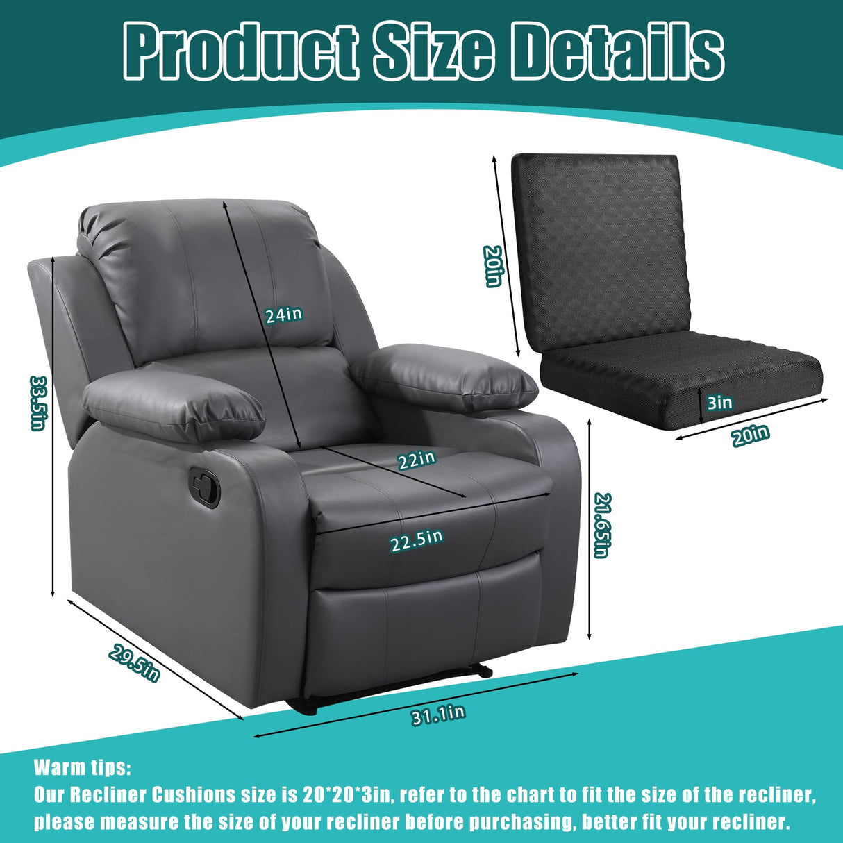 BALAPET Recliner Cushions for Long Sitting, Egg Crate Foam Recliner Cushion for Elderly Reduces Muscle Fatigue and Provides Air Flow, Extra Large Non-Slip Seat Cushion with Back Support Cushion(Black)