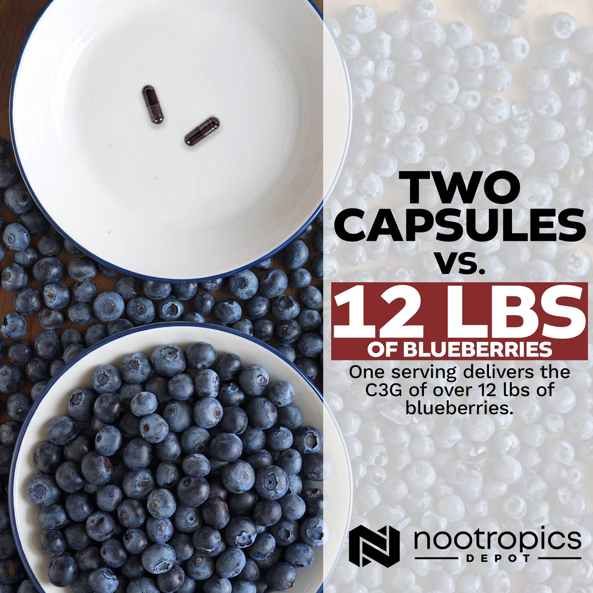 Nootropics Depot Cyanidin 3-Glucoside Capsules | 125mg | 60 Count | Black Rice Extract | C3G | Oryza Sativa | Metabolic, Vision, & Cognitive Support