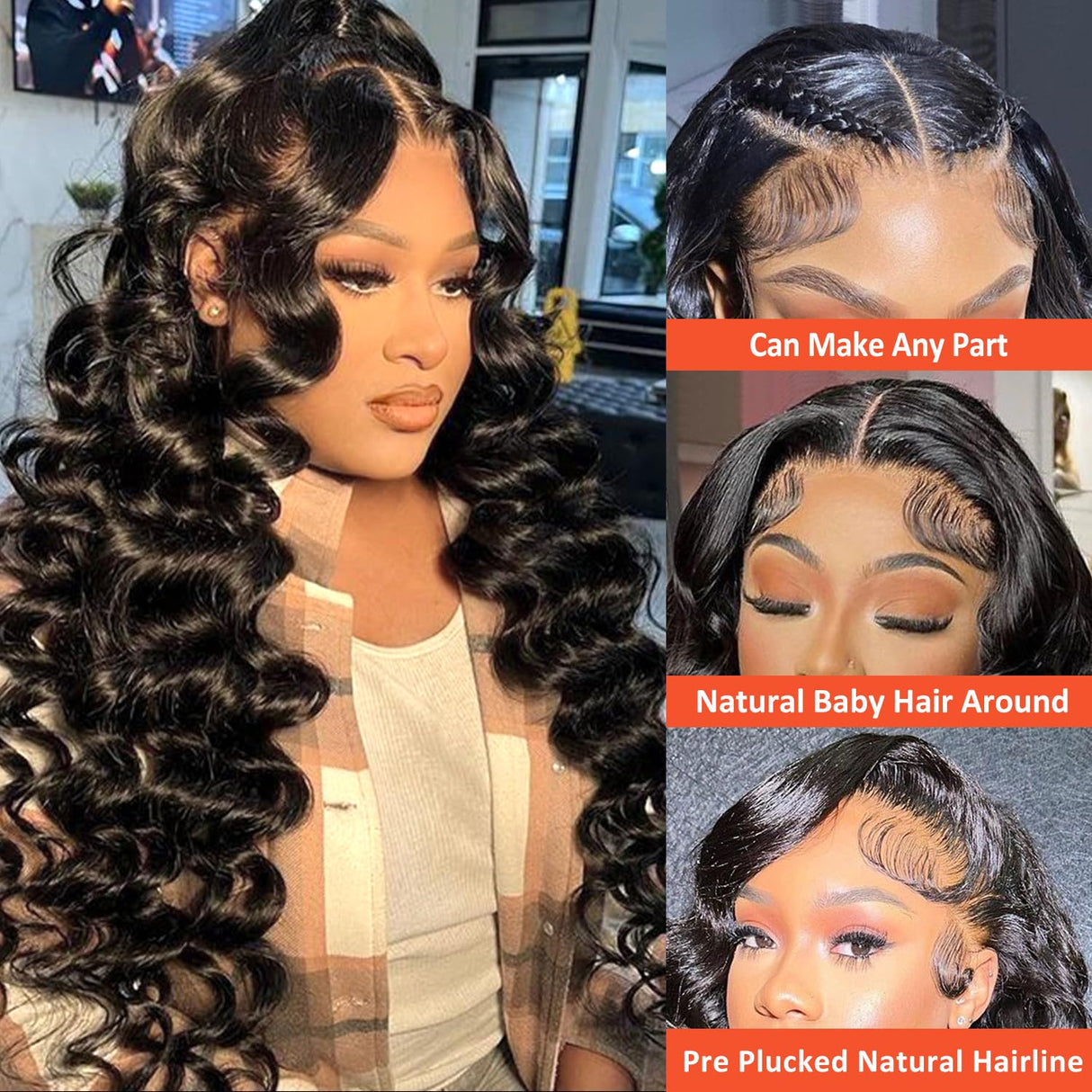 AAKJJ Deep Wave Lace Front Wigs Human Hair 13x4, Raw Human Hair, All-Day Comfort Glueless Pre-Plucked Hairline with Baby Hair, for Women, 200 Density, Natural Color 26 Inch