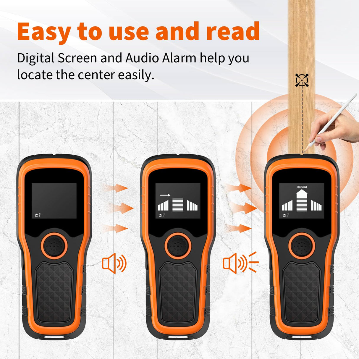Stud Finder Wall Scanner 5-in-1 - Detector for Wood, Metal, Joists, Pipes, and AC Wires, Upgraded New version Intelligent Chip, High-Definition LCD Display Screen & Audible Alarm
