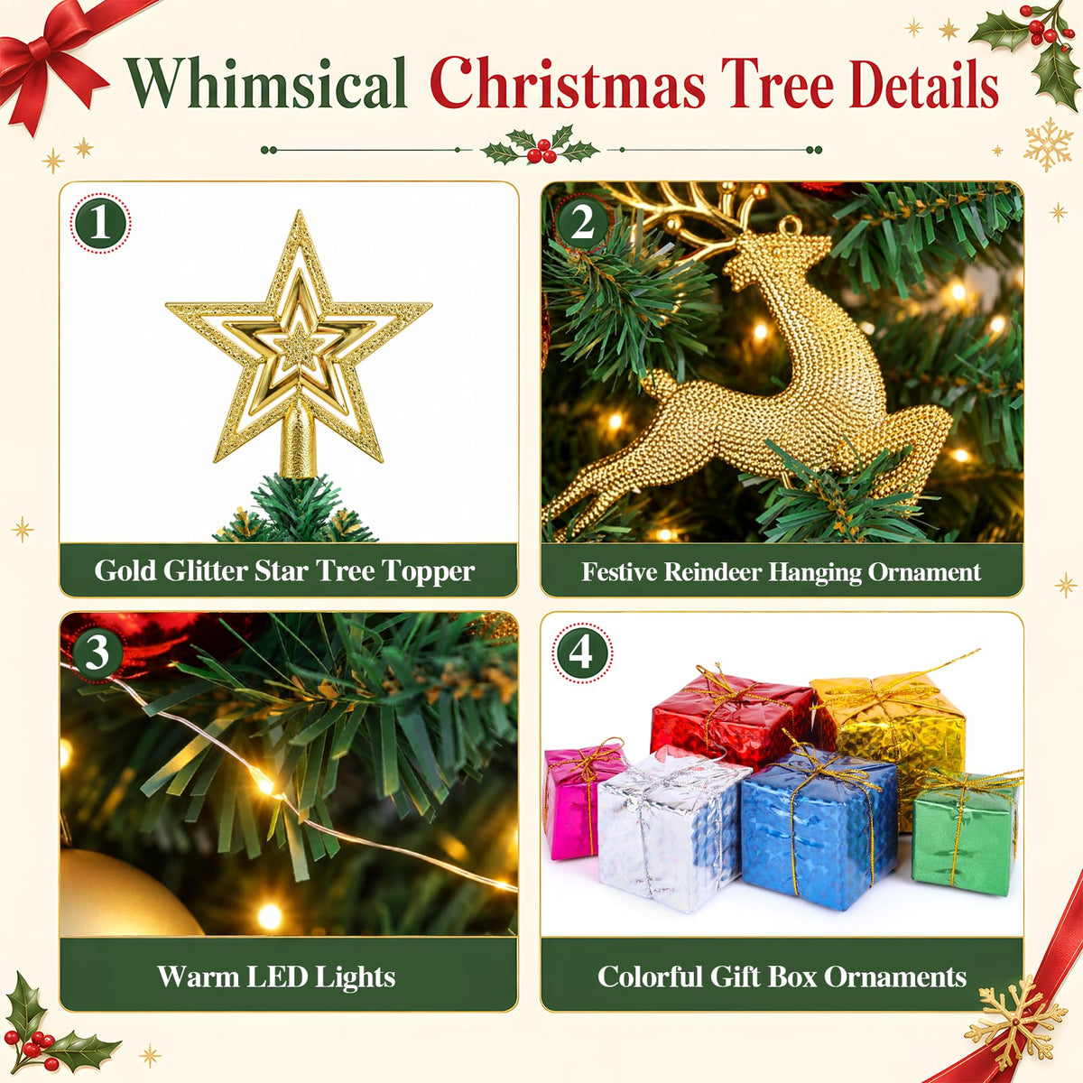 Small Mini Christmas Tree with Lights, 2 Ft Little Table Top Christmas Tree