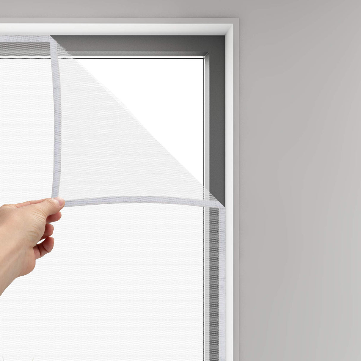 FLYZZZ DIY Self-Adhesive Window Screen Netting Mesh Curtain, 100X150cm (Approach 39.37x59.05 Inches), with Hook and Sticky Tape, Fitted to Multiple Windows (5 Pack, White)