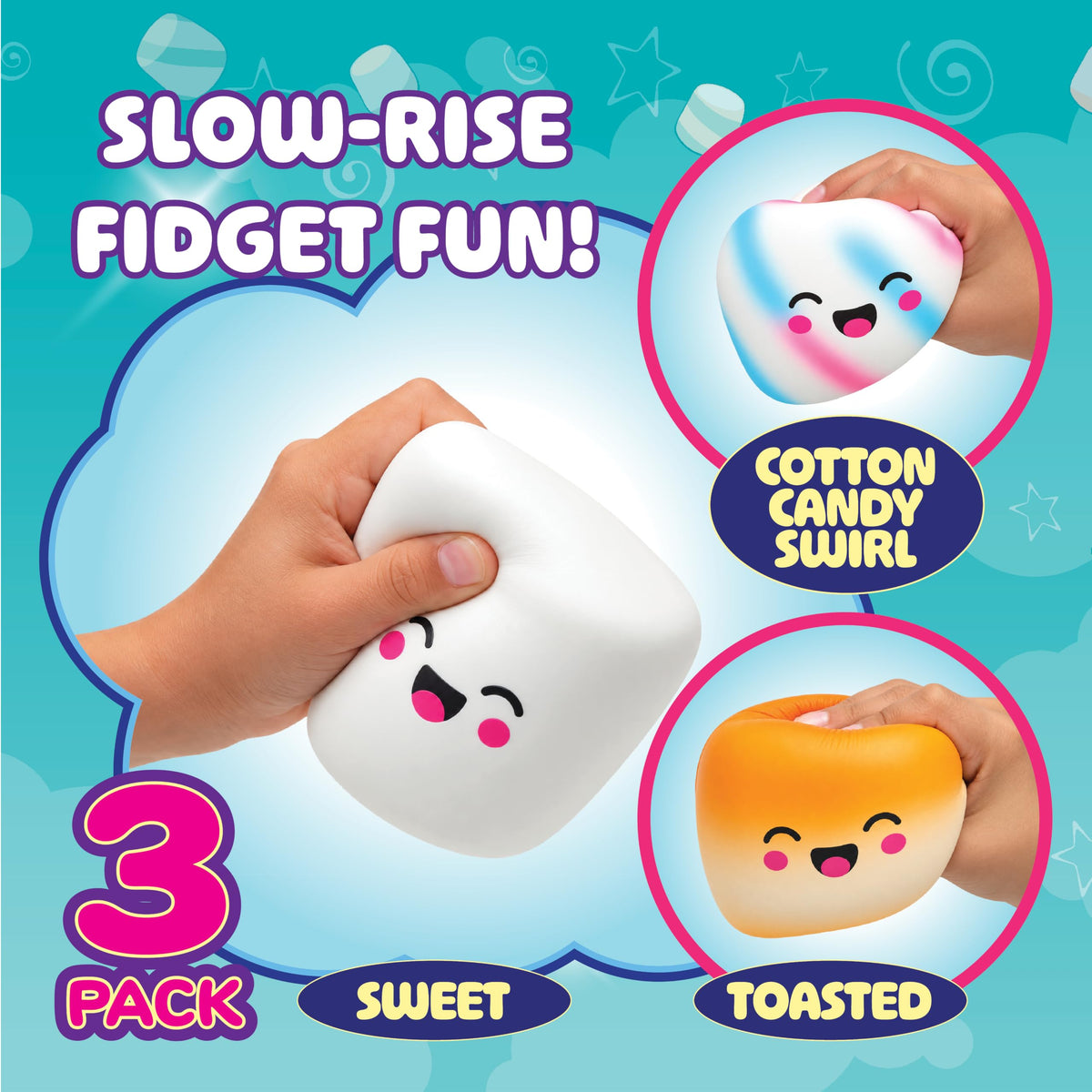 Squeeze Please 3 Pack Scented Marshmallow Stress Relief Fidget Squishy Toy