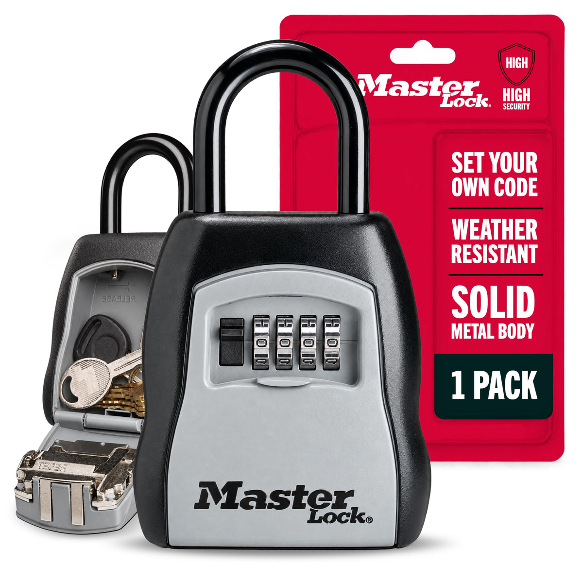 Master Lock Portable Key Lock Box, Combination Lock Box Holds 5 Keys 5400EC