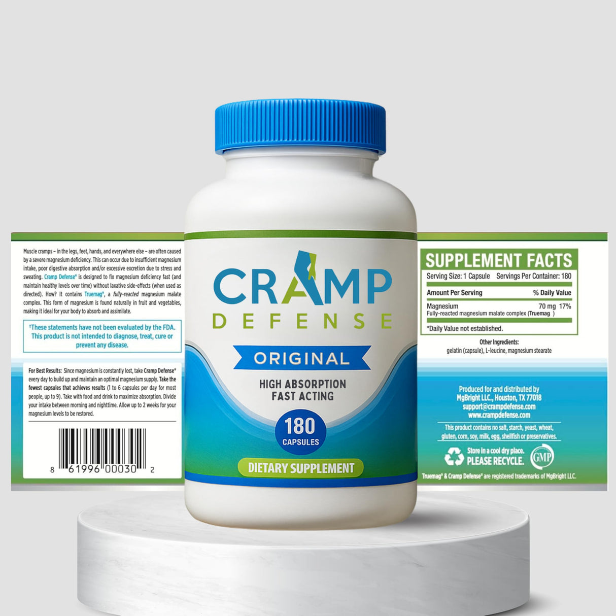 Cramp Defense® Leg Cramps Pills, Relief for All Muscle Cramps, Day and Night. Magnesium Supplement Capsules, 3-6 Month Supply. Non-Laxative, Organic Formula for Max Absorption and Results. Made in US.
